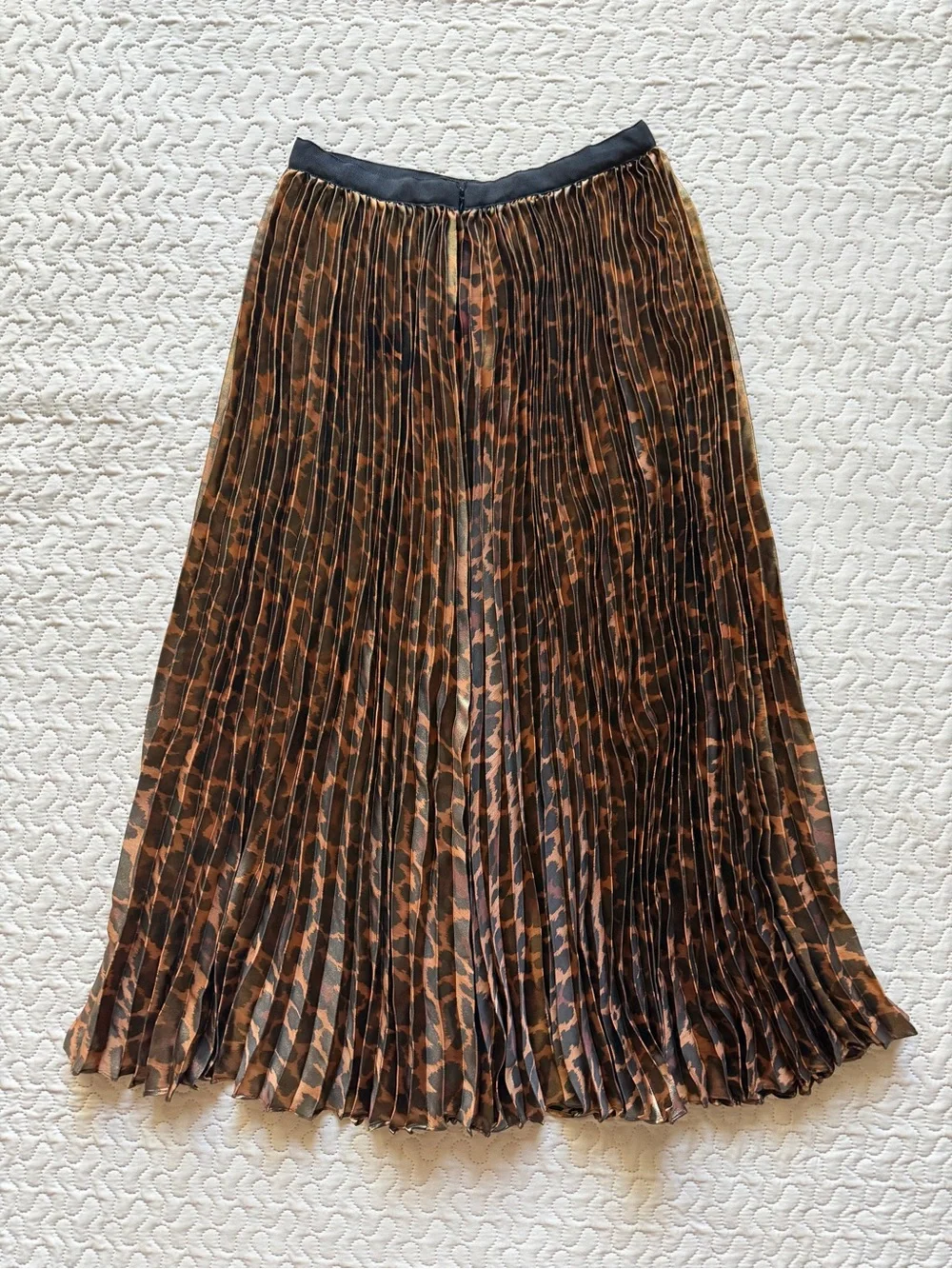 J. Crew NWT Metallic Pleated Leopard Print Midi Skirt - Brown Size 00